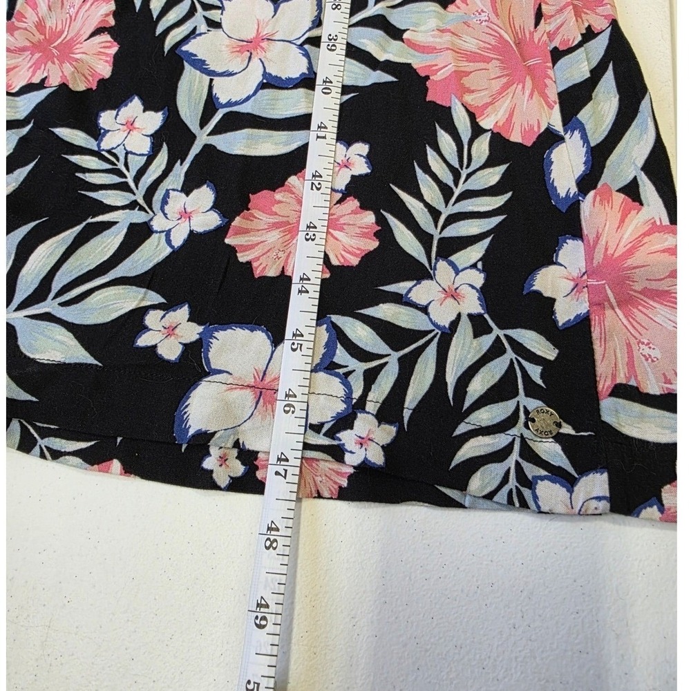 NWT Roxy Canyon Moon Floral Midi Dress Black Pink Tropical Smocked Back XL - Picture 8 of 8
